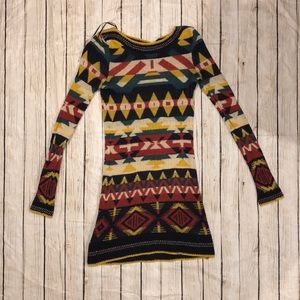 Tribal print sweater dress.